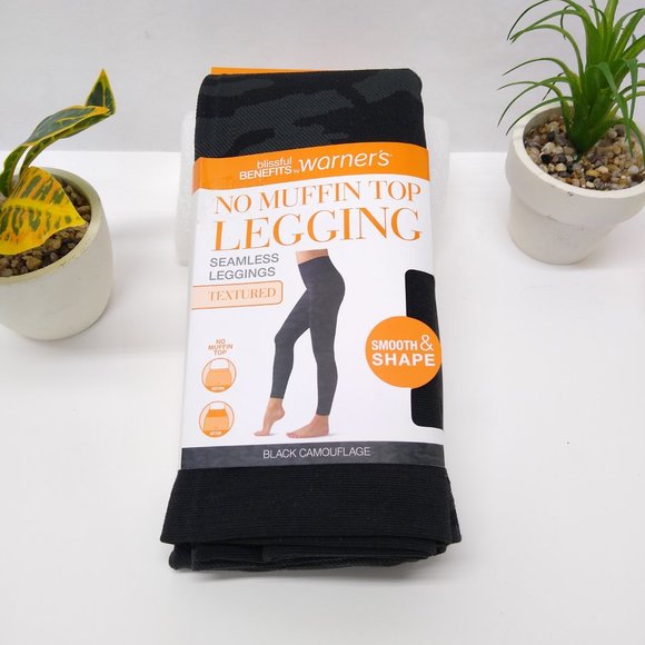 Warner's Blissful Benefits No Muffin Top Textured Leggings L/XL SMOOTH SHAPE Blk - Picture 9 of 9